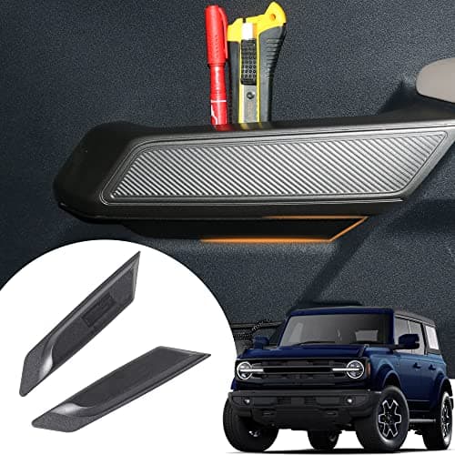 RERPRO Front Door Handle Storage Tray Organizer Box for 2021 2022 2023 2024 2025 New Ford Bronco 2/4 Door Interior Accessories Inner Side Doors Handle Armrest Grab Insert Pocket Black 2 Pack