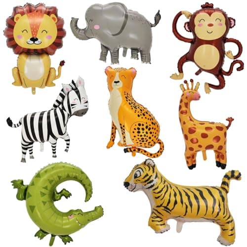 SAMOKA Large Safari Balloons8 PCS 3440 Inch Animal BalloonsJungle BalloonSafari Birthday DecorationsJungle Party Decorations