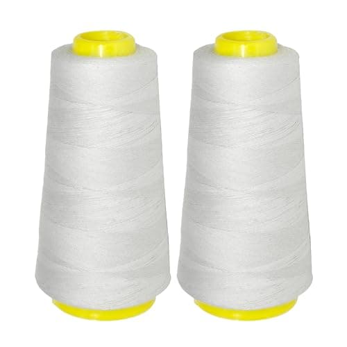 Mandala Crafts Silver Thread Cones for Machine and Hand Quilting 2400 Yds 50 WT Multiple Purpose Mercerized 100 Cotton Threads for Sewing Machine Serger Embroidery