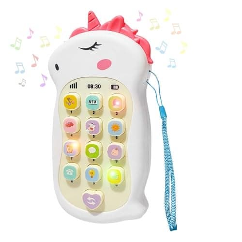 FunBlast Cartoon Musical Mobile Phone for Kids, Mobile with Light & Sound Toys for Babies | Educational Toys for Kids 3+ Years/Boys/Girls-1 Unit (Uni-White)