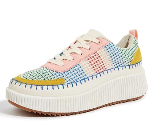 LUCKY STEP Women's Running Shoes Knit Non Slip Walking Trainers Casual Breathable Lightweight Sports Sneakers(Pink/Yellow Multi Knit,10 B(M) US)