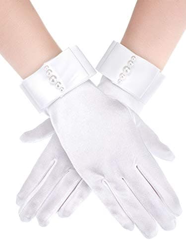 Sumind Womens Short Satin Opera Glove Formal Dancing Glove for Wedding Bridal Banquet Evening Party 1920s Flapper Accessories