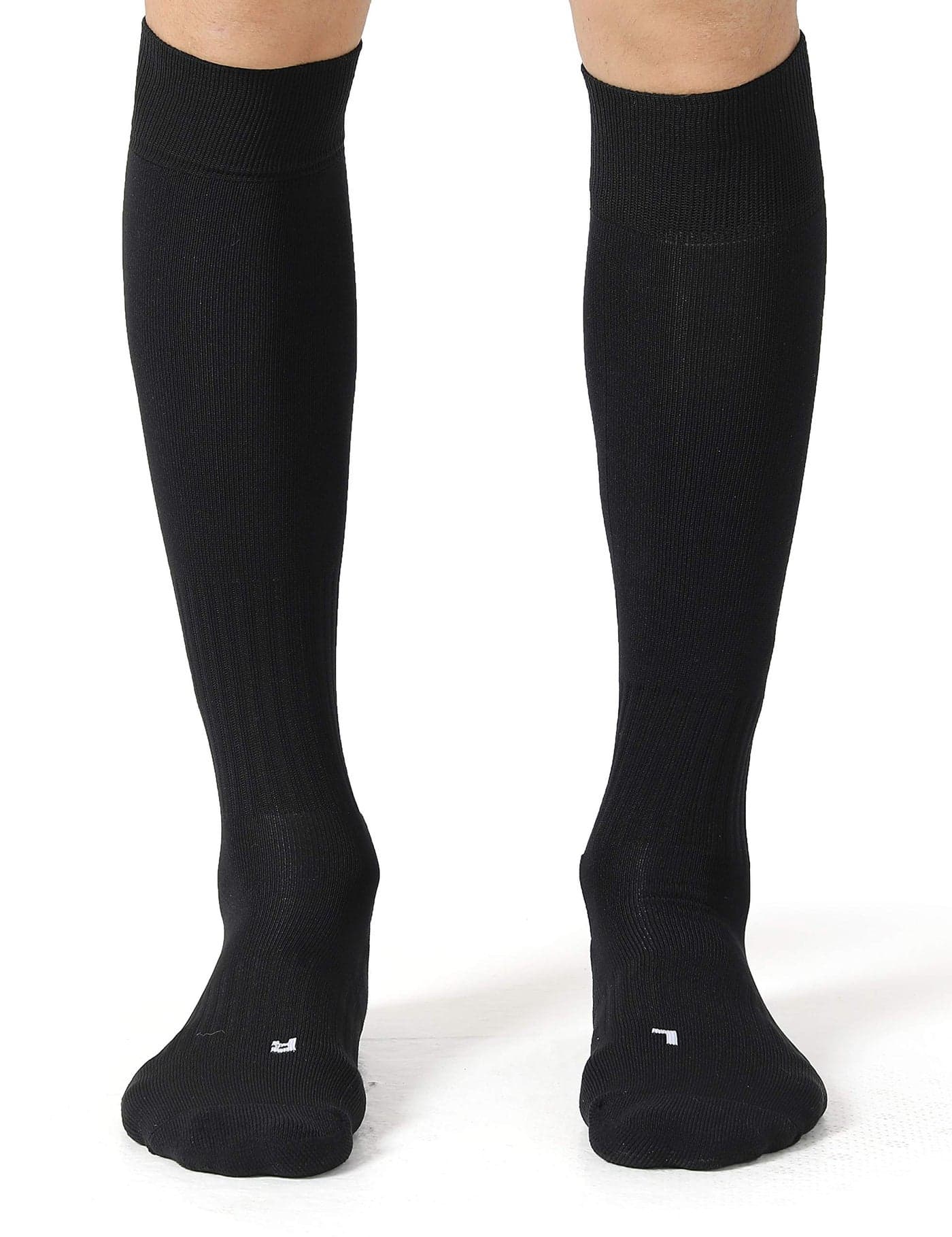 CelerSport 2 Pack Soccer Socks for Youth Kids Adult Over-The-Calf Socks with Cushion, Black (2 Pack), X-Small