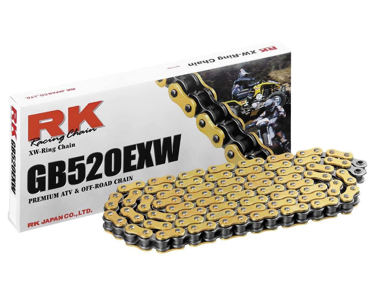 RK Racing Chain GB520EXW-114 (520 Series) Gold 114 Link Extreme Performance Off-Road and ATV XW-Ring Chain with Connecting Link