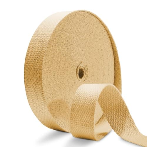 Cotton Webbing 1 Inch 12 Yards Khaki Cotton Webbing Straps for Bags Handles 1 Inch Weave Webbing for Cloth Tote Bag Straps MakingCloth Belt DIY Crafts Decoration
