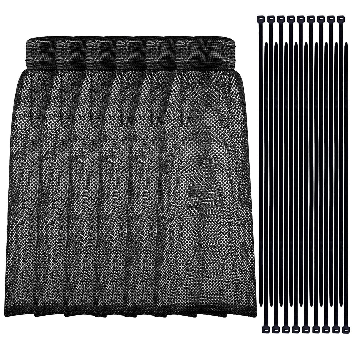 Shappy 24 Pieces Washing Machine Lint Traps and Cable Ties Set 6 Nylon Mesh Lint Trap for Discharge Hoses and 18 Cable Ties Fits Most Washing MachinesBlack