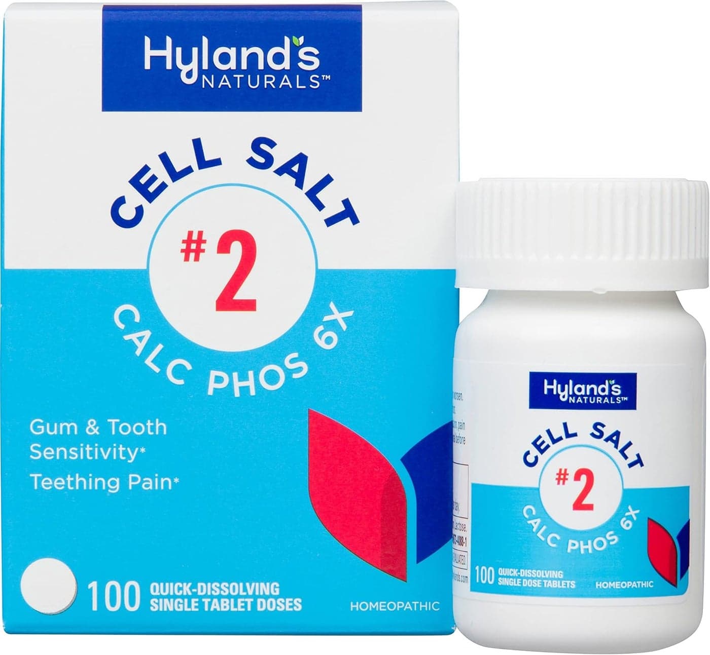 Hyland's Cell Salt No. 2 Calc Phos 6X Tablets, Natural Homeopathic Relief of Oral Discomfort and Sore Throat, Quick Dissolving Tablets, 100 Count