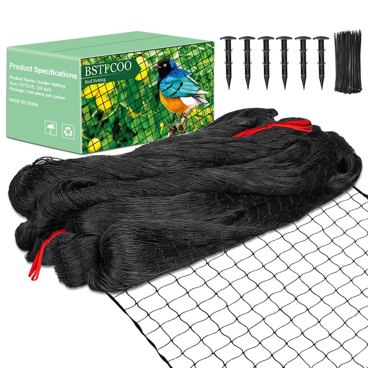 BSTPCOO 25x25 Bird Netting for Chicken Coop Nylon 34 Mesh Poultry Netting for Roof Hawk Aviary Deer Fence Pests Fruits Trees Plant
