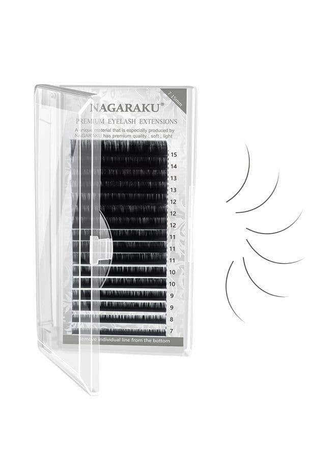 Eyelash Extensions Individual Lashes 0.05mm J curl 7-15mm Mix Tray Classic Matte Black Soft Natural Faux Mink 16 rows