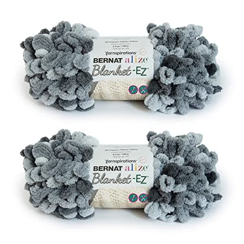 Bernat Alize Blanket-EZ Super Soft Looped Yarn for Beginners, Hand Knitting- No Needles or Hooks Needed, Slate Grays, 2 Pack