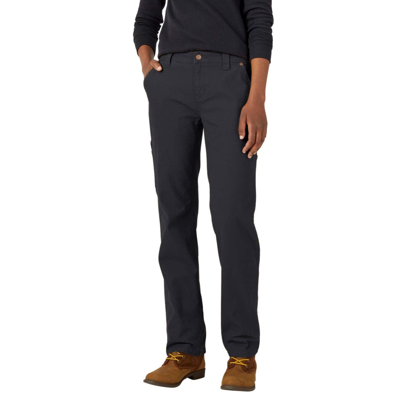 Dickies Womens Relaxed Straight Carpenter Duck Pant Rinsed Black 2