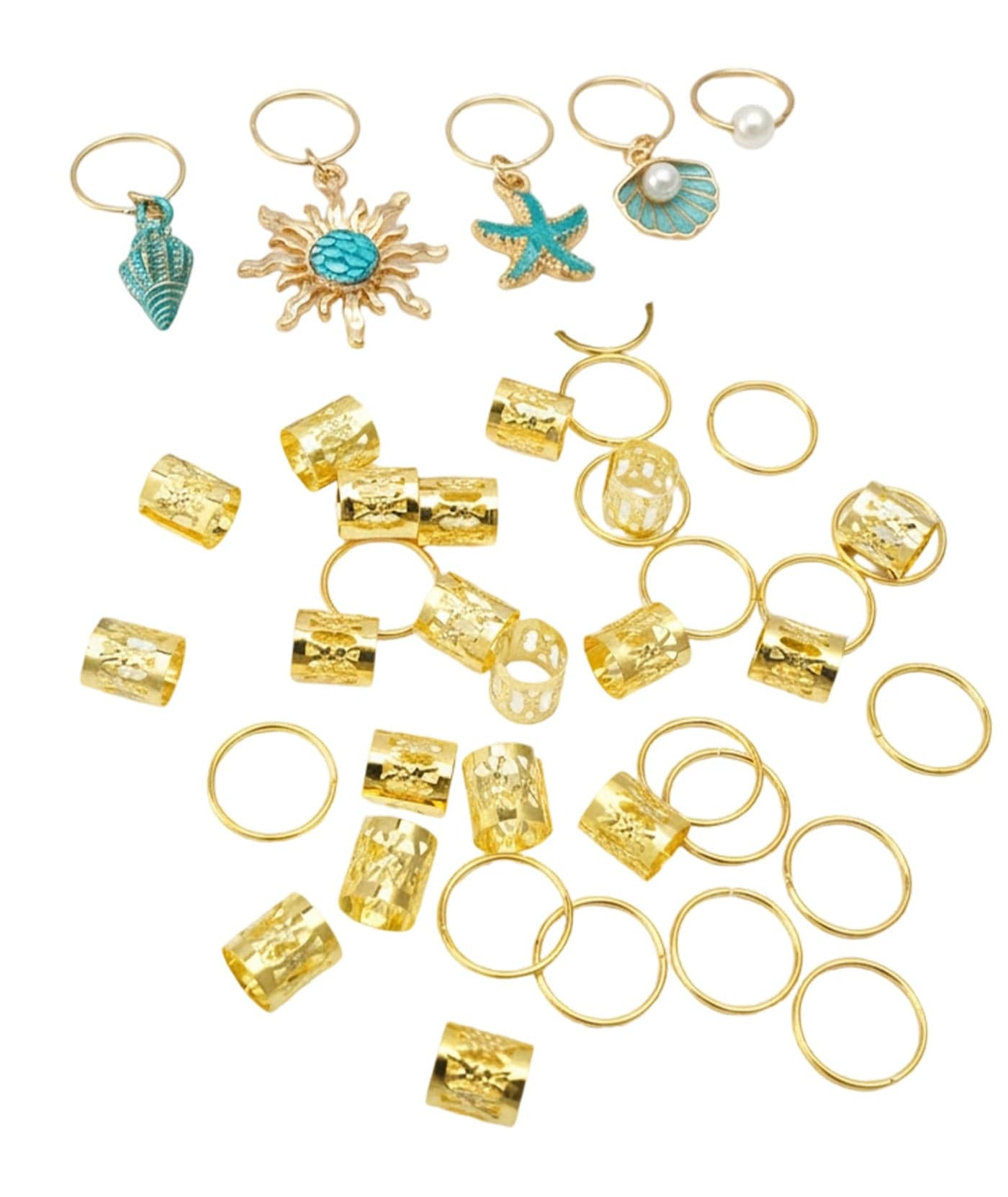 45Pcs Golden Hair Braid Accessories for Women, Hair Jewellery for Women, Braid Hair Accessories, Boho Hair Chain Accessories for Women Girls, Hair Beads for Women, Hair Beads for Kids Girls