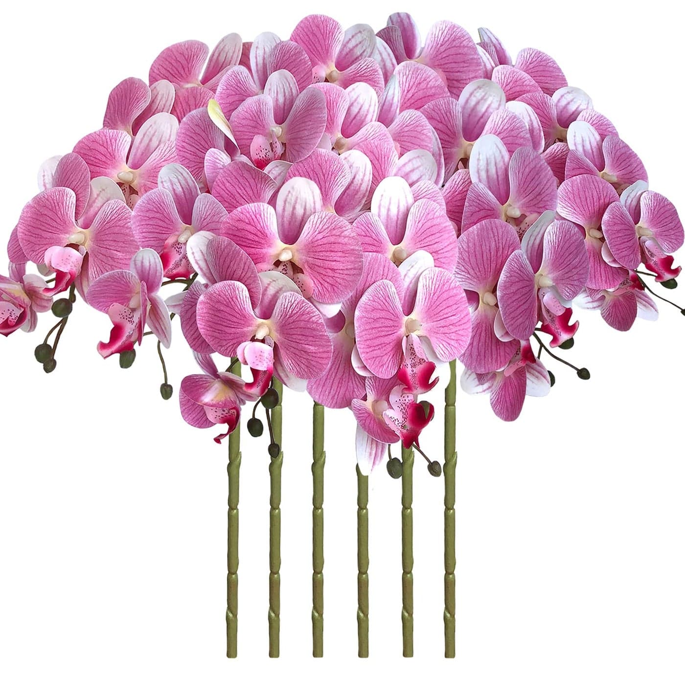 FagusHome 32 Inch Artificial Phalaenopsis Flowers 6 Pcs Artificial Orchid Flowers Stem Plants for Home Dcor Pink
