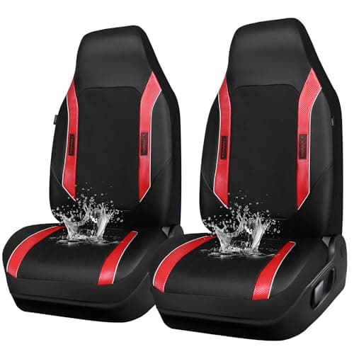 CAR PASS Sporty High Back 3D Oxford Waterproof Car Seat Cover Two Front Universal Carbon Fiber Leather Bucket Seat Cover All Weather Airbag Compatible Fit Sports Car SUV Sedan Truck Black Yellow