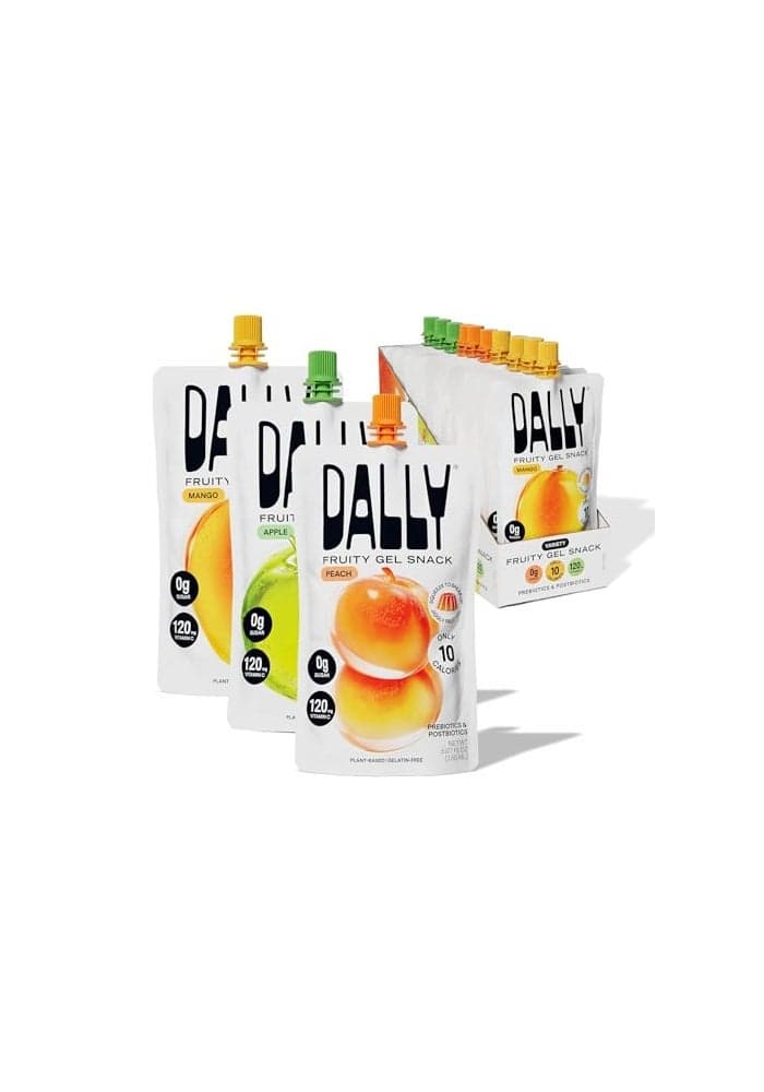 Dally Variety Pack Mango Peach Apple Drinkable Konjac Jelly 10 Pouches 10Calorie Keto Gluten Free Sugar Free Korean Fruit Snack Prebiotics Postbiotics for Skin Immune Weight Management