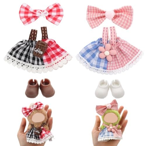WALLFID Mini Doll Clothes for 10cm Dolls Fashion Outfits Accessories Set Compatible with Pin for Love Series Mix Match for DressUp Display Role Play Photos No Doll Coffee Dress