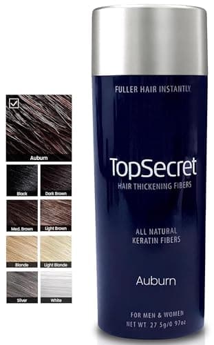 Top Secret Hair Thickening Building Fibers Refills Undetectable Natural Hair Filler for Men Women Instantly Fill In Fine Thinning Hair Weather Sweat Resistant Auburn Large
