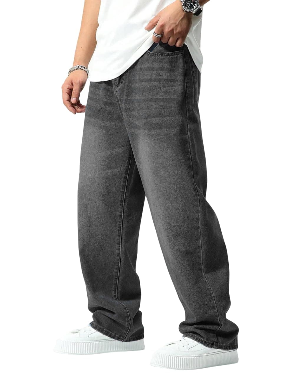 ODDMONKEY Jeans for Man || Baggy Jeans for Man || Pant for Men (JEANS-11) (in, Numeric, 32, Standard, Black-Baggy-WskSpry)