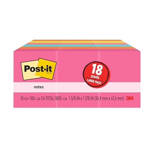 Postit Mini Notes 1 38 in x 1 78 in 18 Sticky Notes Pads 100 Sheets per Pad Poptimistic Collection School Supplies and Oce Products The Original Postit Note