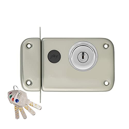 Godrej Locking Solutions and Systems Ultra XL+ Rim deadbolt 2C Key Door Lock (Silver, Satin Finish,Pack of 1)