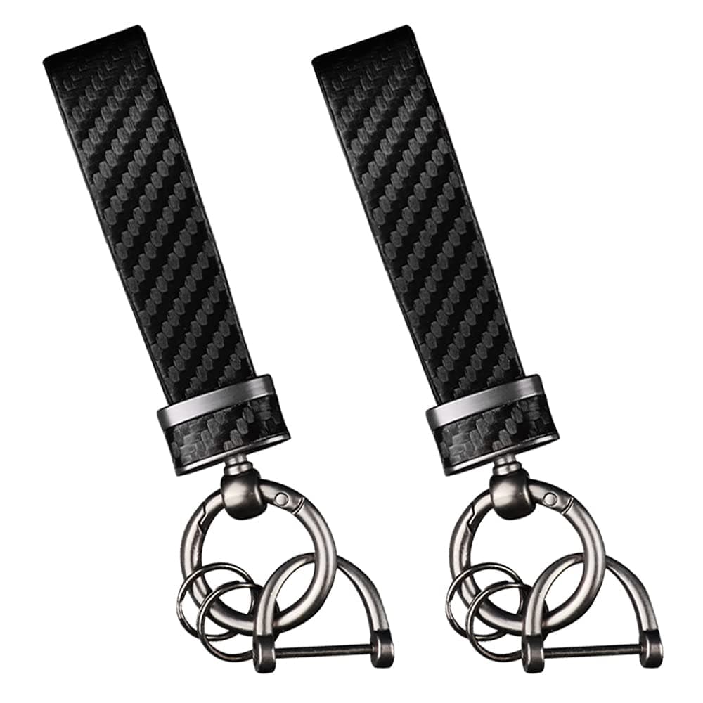 Turcee 2PCS Carbon Fiber Car Keychain KitGift for Men and WomenQuick Release Spring with DRing Anti Lost Car Keychain Organizer