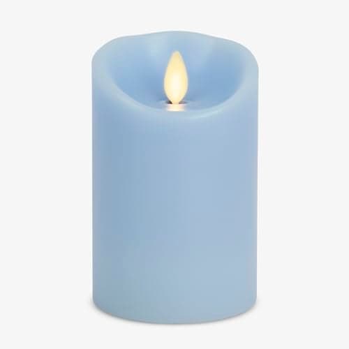 Luminara Flameless LED Battery Operated Flickering Pillar Moving Flame Candles Airy Blue 3 x 45