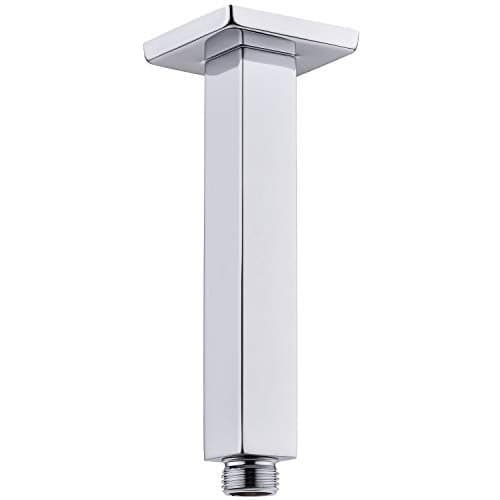 TRUSTMI Square Shower Arm with Flange 6 Inch Top Ceiling Mounted Extension for Rainfall Shower Head, Stainless Steel, NPT 1/2 to G 1/2, Chrome