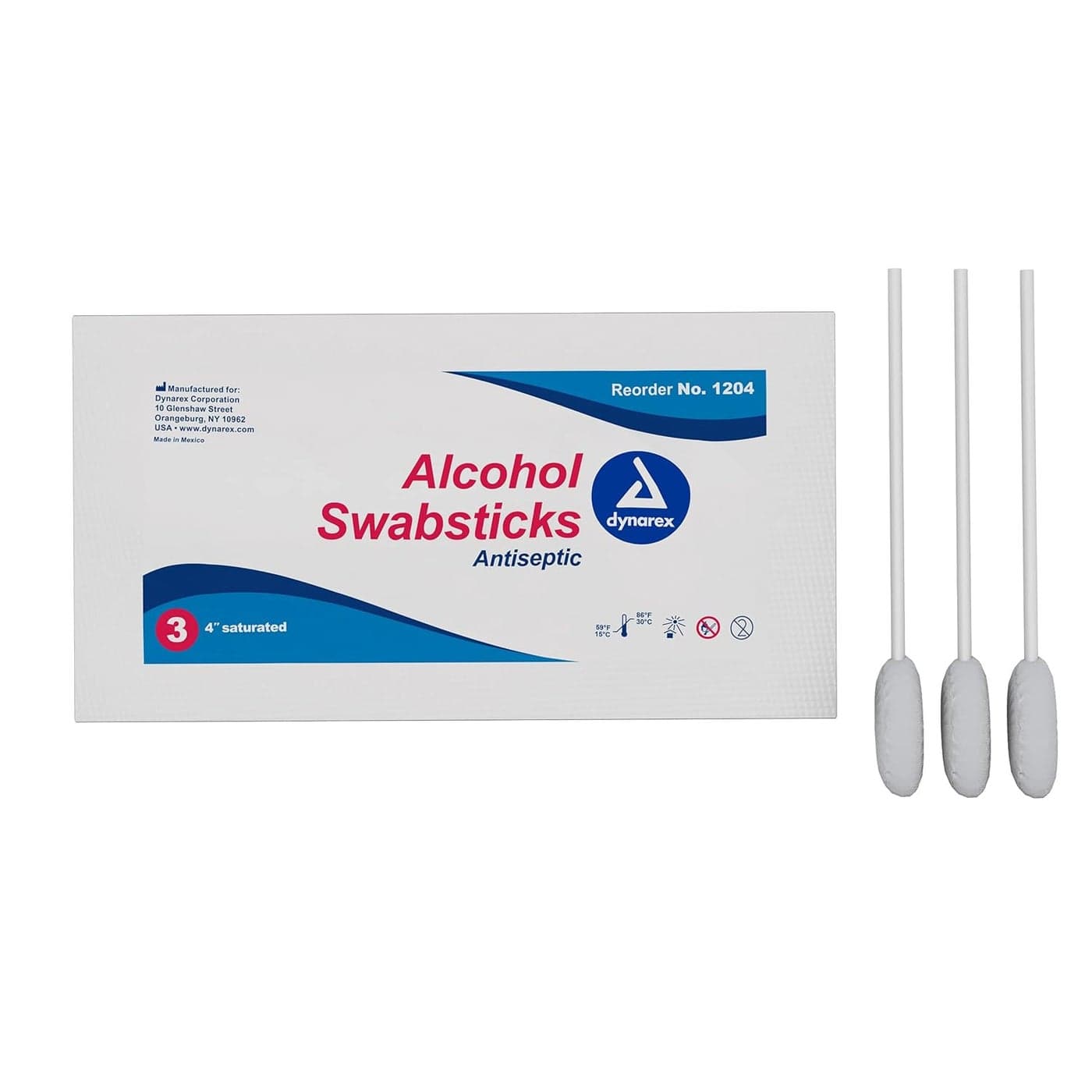 Dynarex 1204 Alcohol Swabstick MedicalGrade and Sanitizing Saturated with 70 Isopropyl Alcohol 35 Length Pack of 750