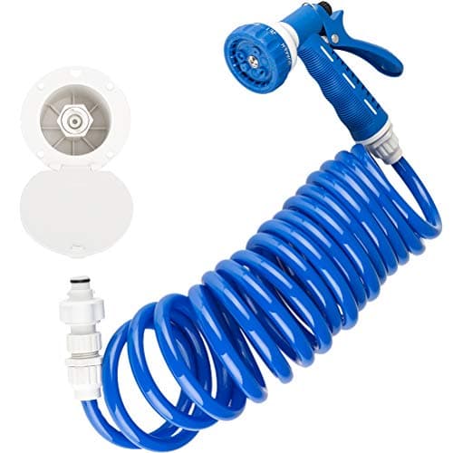 Dura Faucet DF-SA188-WT RV Exterior Quick Connect Detachable Sprayer, Hose, and Utility Spray Dock Kit, Lockable (White)
