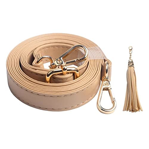 BEAULEGAN Purse Strap Replacement Microfiber Leather 59 Inch Long Adjustable for Crossbody Shoulder Bag 07 Inch Wide KhakiGold