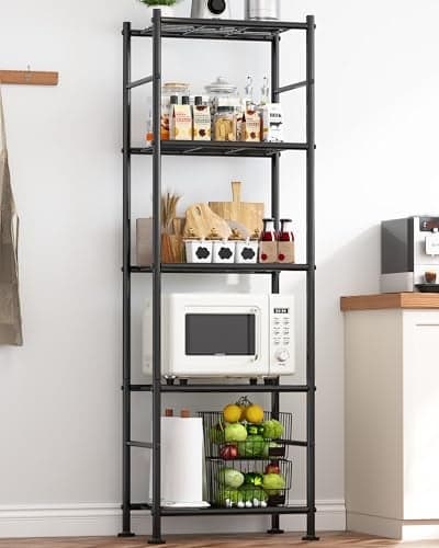 Sakugi Storage Shelves 5 Tier Shelf Organizer Heavy Duty Garage Shelving Unit with Leveling Feet Stable Metal Shelves Organizer for Pantry Kitchen and Closet 184 W x 126 D x 574 H Black
