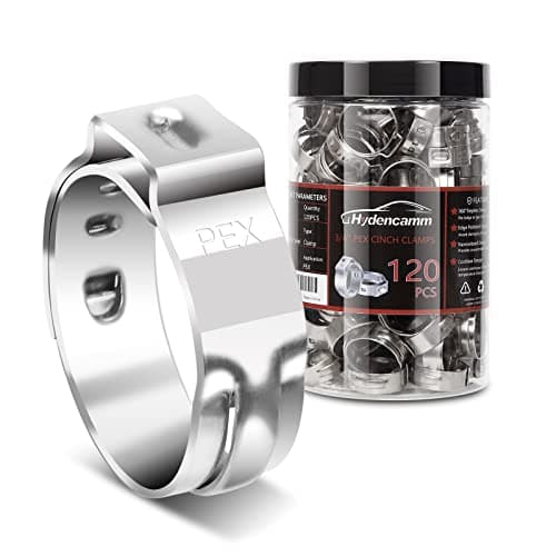 Hydencamm 120PCS 3/4 Inch PEX Cinch Clamps Rings, Premium 304 Stainless Steel crimping clamps, PEX Fitting Clamps Pinch Ring for Tubing Pipe Fitting Connections (3/4"x120)