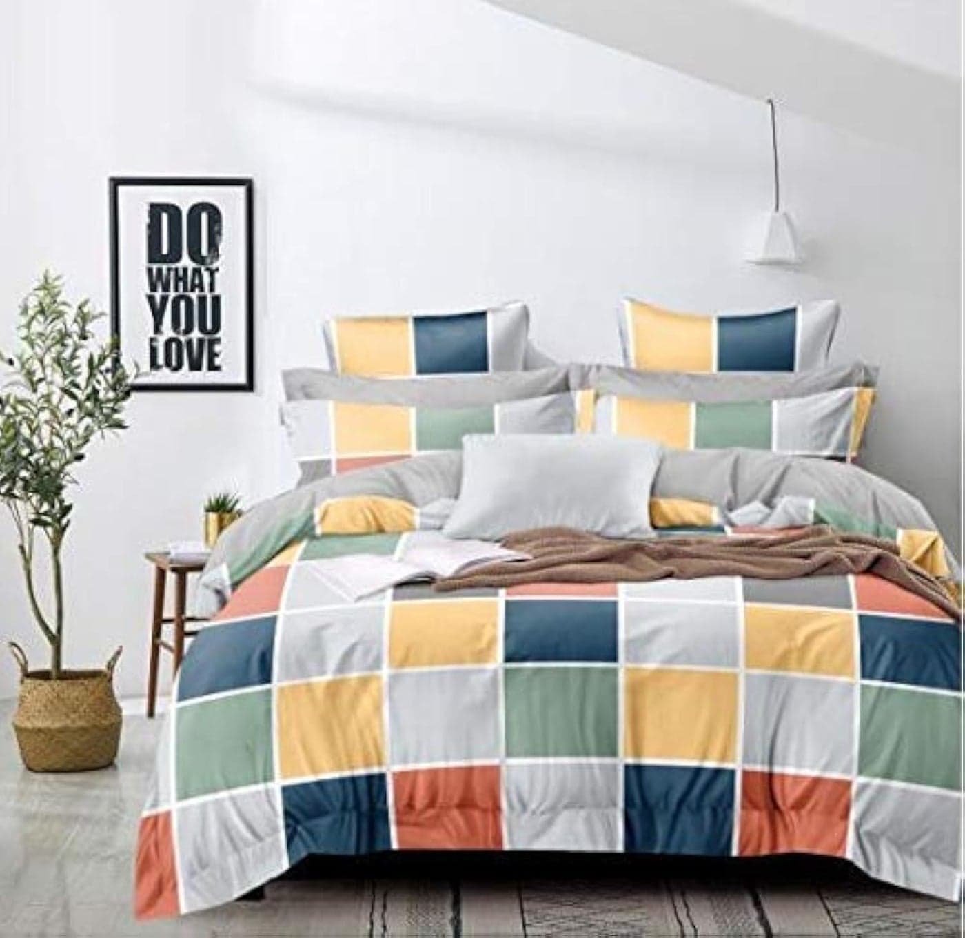 The Home Style Super Soft Glace Cotton Single Bed Quilt Cover Ii Rajai Cover Ii Duvet Cover Ii Comforter Cover Ll Dohar For Single Bed With Zipper (Dohars) 60X90 Inch (Single,Vibrant Checks) - 200 Tc