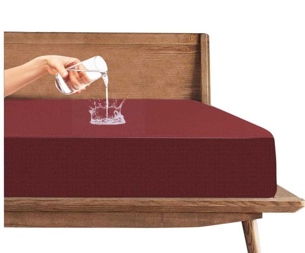 Trance Cotton Feel Terry 72 x 70 inch Ultra Soft Waterproof Mattress Protector | Breathable - Hypoallergenic Fitted Style Mattresses Cover (72x70 inch | 6x5.8 feet, Maroon - Pack of 1)