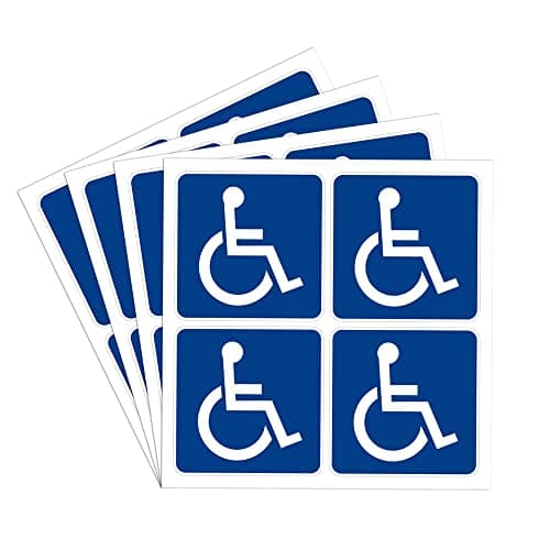 dealzEpic - Wheelchair Sign Handicapped Disabled Sign | Self Adhesive Vinyl Decal Sticker - 4x4 cm (1.57x1.57 inches)