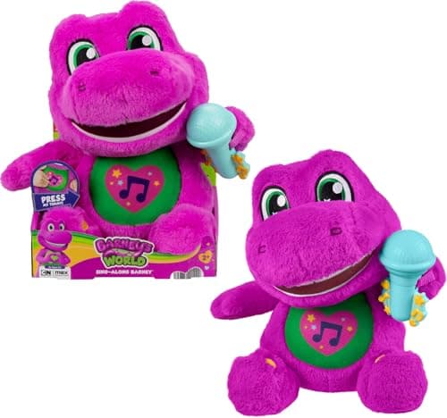 Barneys World Toddler Toys by FisherPrice Barney Tall Plush 105 inch Figure with Sounds Soft Texture for Play Kids Ages 2 Years