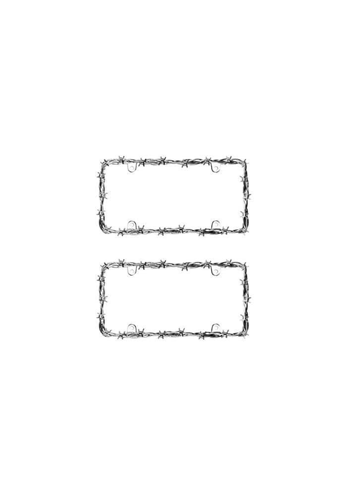 Cruiser Accessories Barbed Wire II Chrome License Plate Frame - 2 Pack