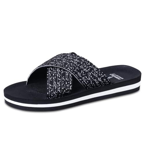 FORVELA CushySlide Doctor Soft Flat Ortho Care Orthopaedic Diabetic Comfort Dr Flipflops MCR Slippers For Women and Girls Bathroom House Home Daily Use Chappal Slider (BLACK, UK Footwear Size System, Adult, Women, Numeric, Medium, 6)