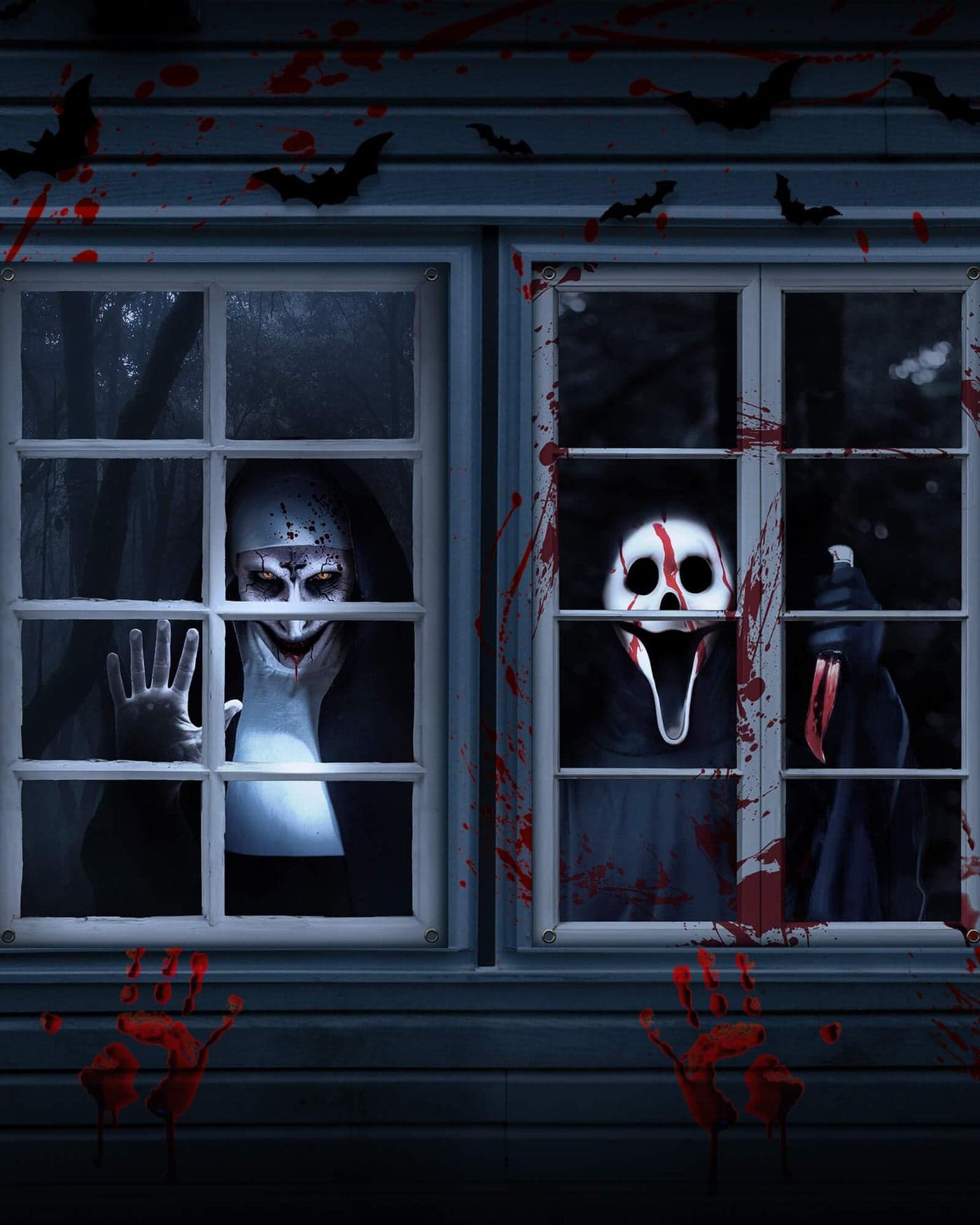 YUSPENYE 2 Pack of Halloween Sister Ghost Window Door Cover Halloween Decoration Party Decors