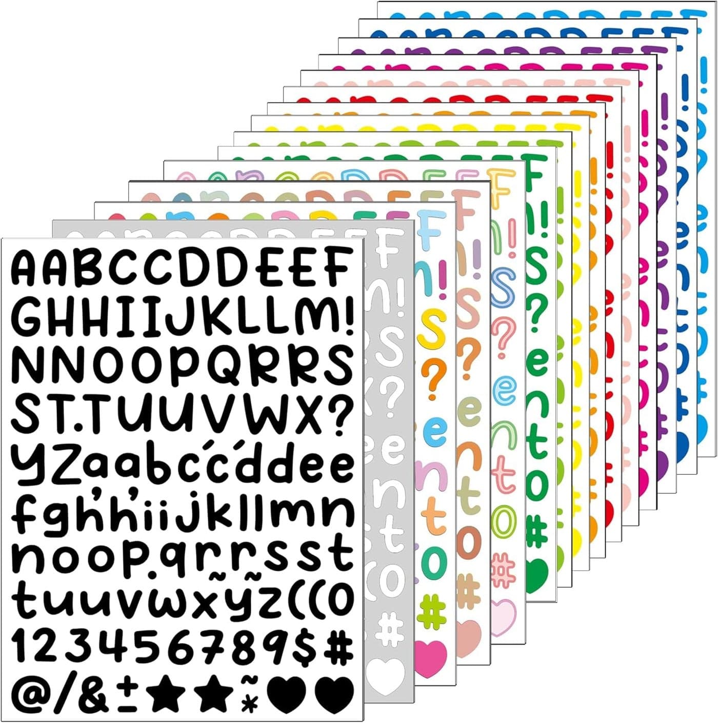 Store2508 Alphabet Letter Stickers for Kids and Adults | 15 Sheets in 15 Colours | Waterproof Self Adhesive Letters Numbers Symbols for Scrapbooking DIY Crafts Journals Laptops Planners Cards Decor