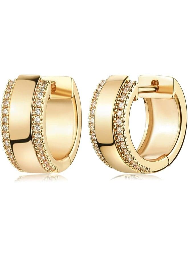 Women Huggie Hoop Earrings Gold Ear Stud Cuff 14K Gold Filled Small Boho Beach Simple Delicate Handmade Hypoallergenic Jewelry Gift