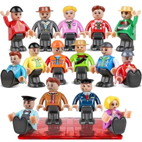 Magnetic People Figures for Kids15PCSCommunity Helpers Toys Perfect for Magnetic Tiles Building BlocksSTEM Learning Toddlers Christmas Birthday GiftsMagnet Tiles Expansion PackStyles May Vary