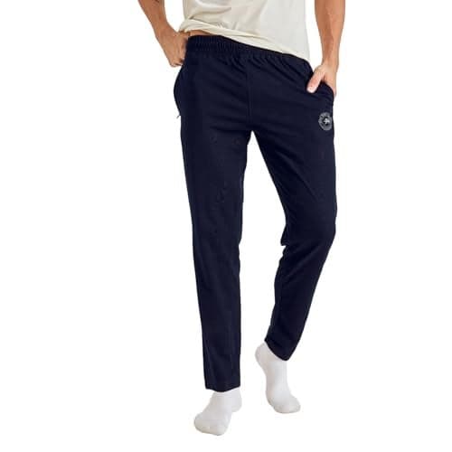 Pepe Jeans Mid Rise Athleisure Men Slim Fit Cotton Stretch Track Pants Sporty Cotton Jersey Lounge Pants | with Encased Elastic Waist & Side Pockets in Navy - Small