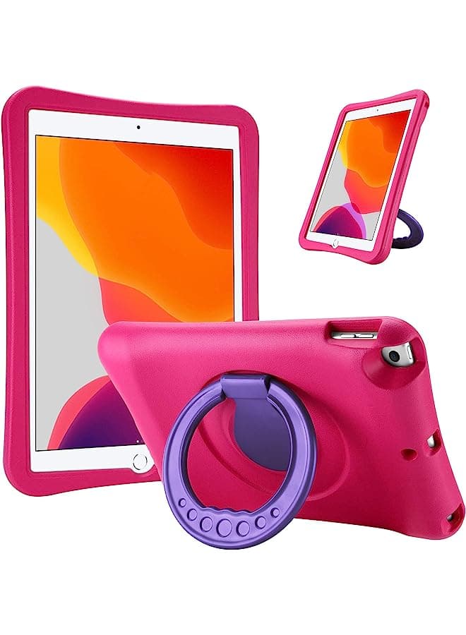 Kids Case For Ipad 10.2 9Th Gen 2021/8Th Gen 2020/7Th Gen 2019 /Ipad Air 10.5 3Rd Gen/Ipad Pro 10.5, Durable Shockproof Light Weight Protective Cover With Rotatable Kickstand And Grip -Magenta