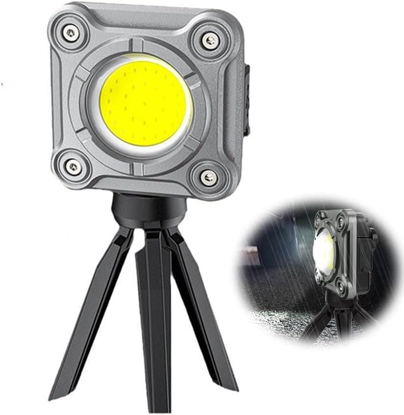 Rechargeable LED Work Light, 2000 Lumens, Magnetic Base, 3 Light Modes, COB Flood Light with Tripod, 180° Rotation, Portable Cordless Light for Car Repair, Fishing