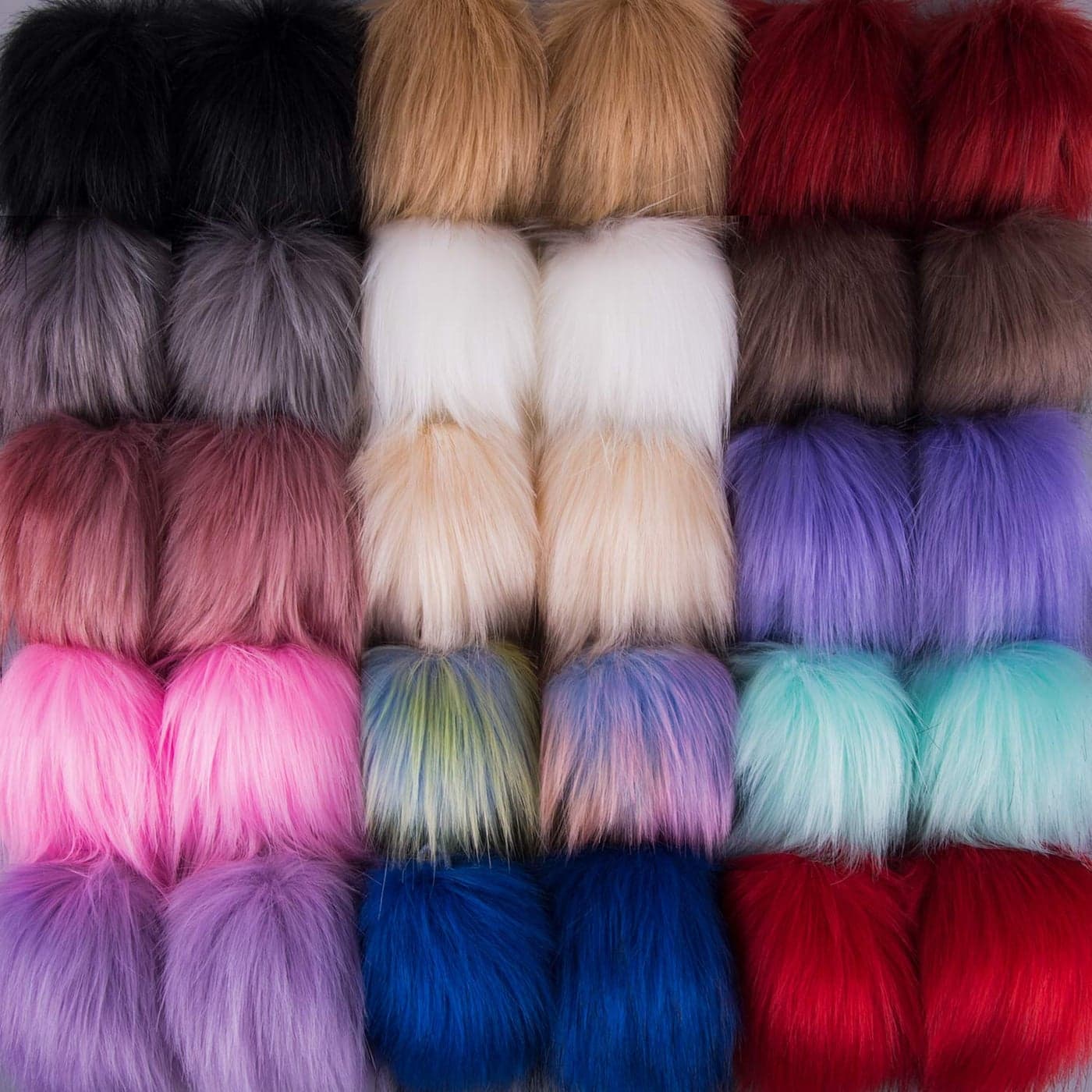 SIQUK 30 Pieces Faux Fox Fur Pom Pom with Elastic Loop Fluffy DIY Knitting Hat Pom Pom Faux Fur Pom Pom for Hats Beanies Scarves Gloves Keychains Bags Accessories 15 Colors 2 PcsColor