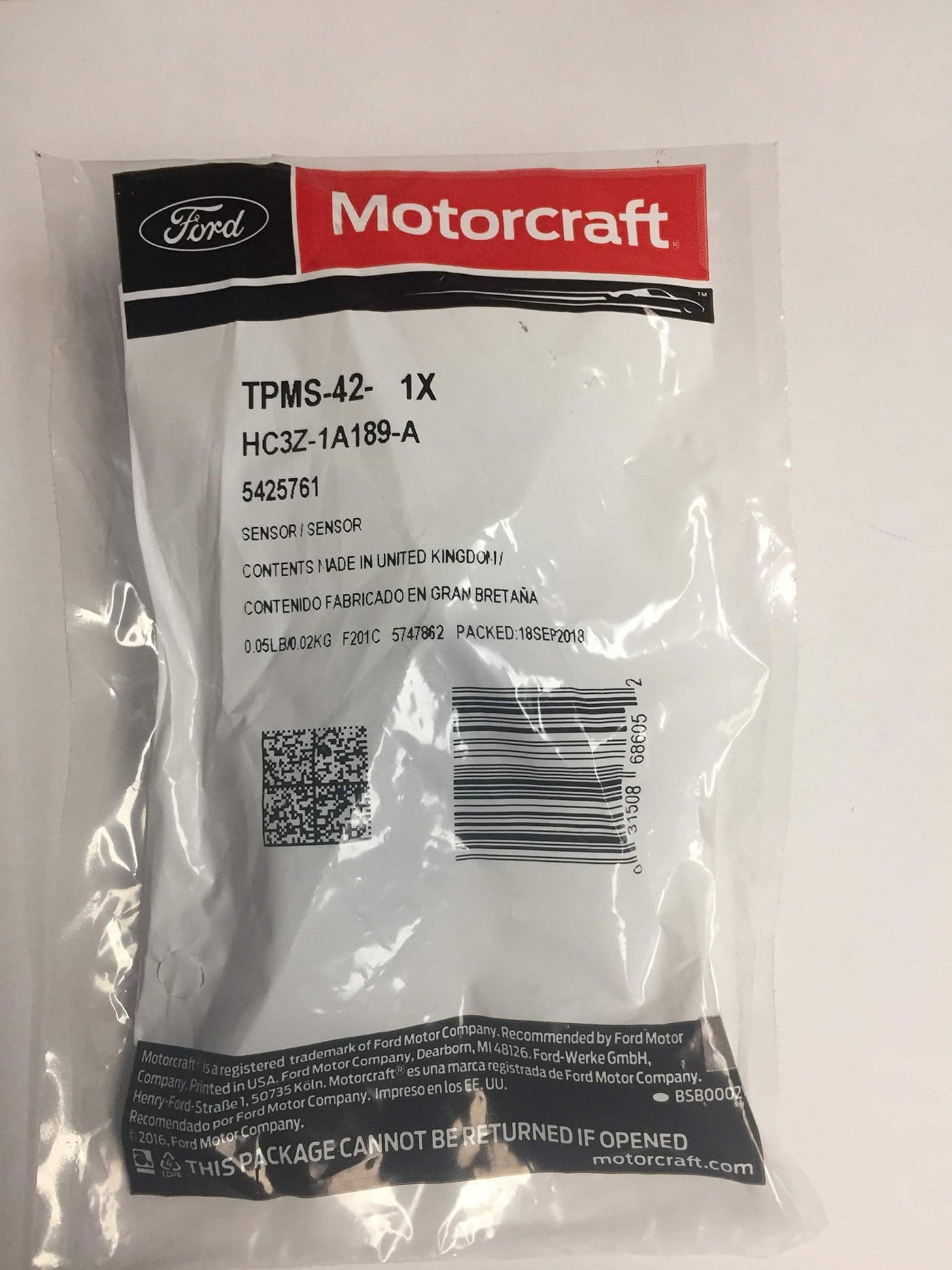 Motorcraft TPMS42 Tpms Sensor Kit 1 Pack