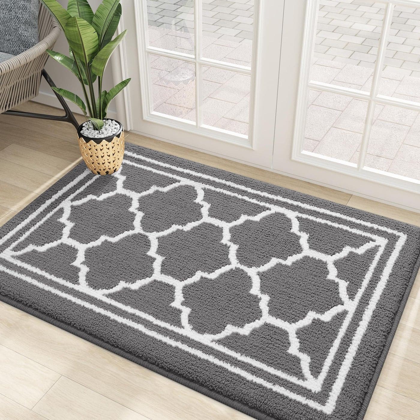 Homaxy Washable Door Mats Indoor Dirt Trapper Mat Absorbent NonSlip Low Profile Doormat for Entrance Inside Kitchen Front Back Door Pets and Dogs 60 x 90 cm Grey