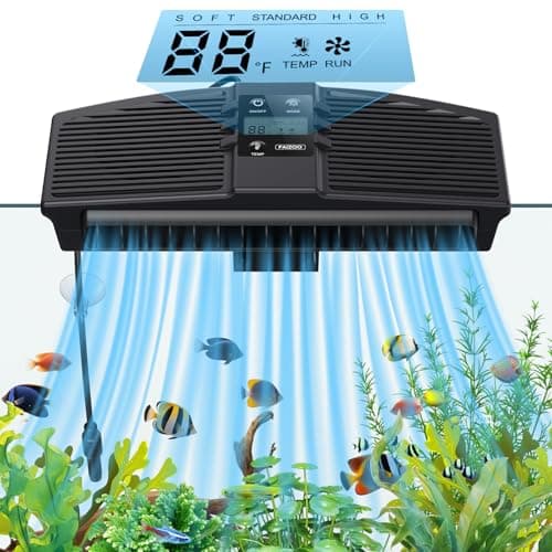 PAIZOO Aquarium Chiller Fan, Fish Tank Cooling Fan with Temperature Probe & LCD Display Aquarium Cooler Water Chiller for Axolotl Betta Fish Accessories, 7W