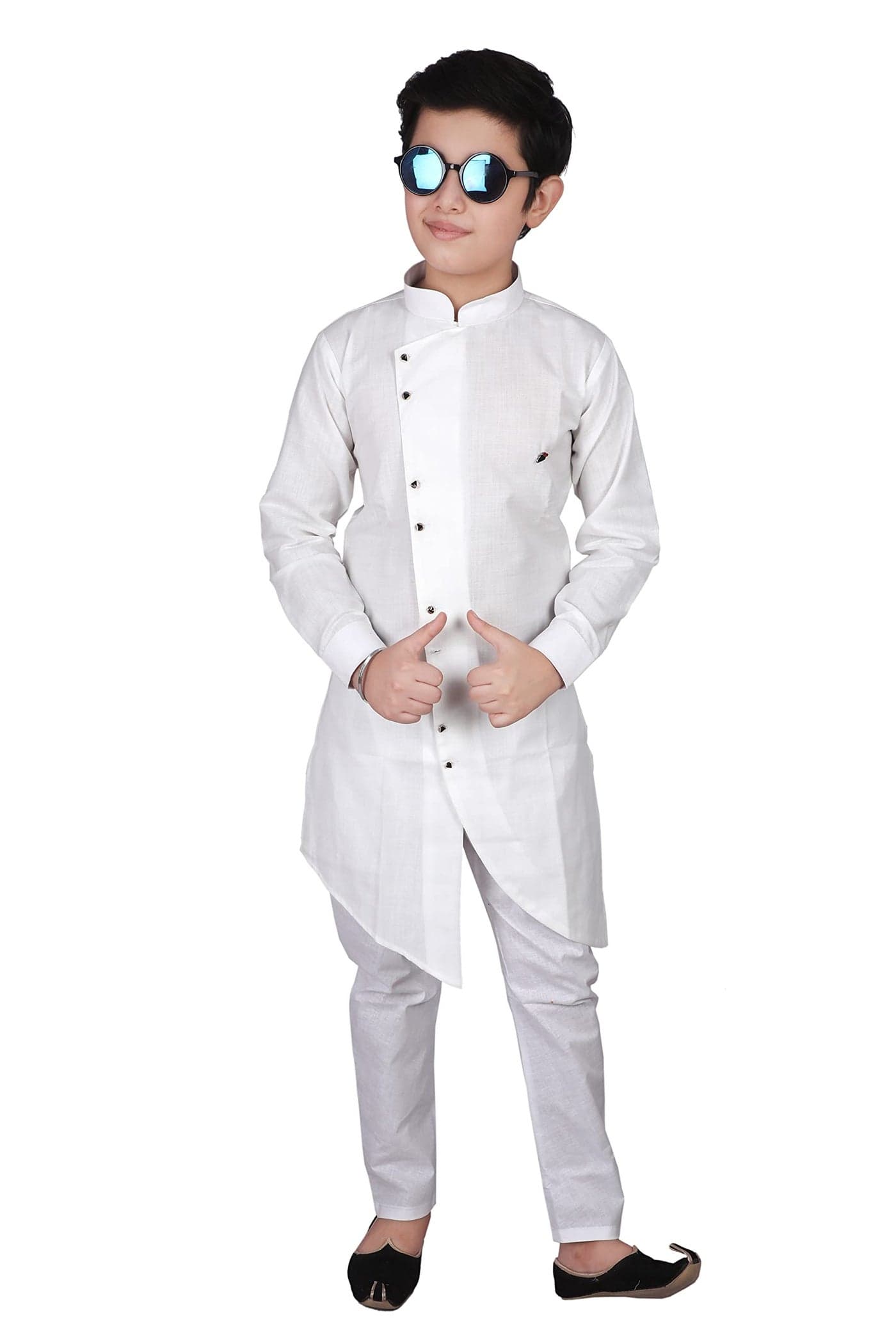 Pro-Ethic Style Developer Kid's Cotton Kurta Pajama Set (S-109 White 9_White_9 Years-10 Years)